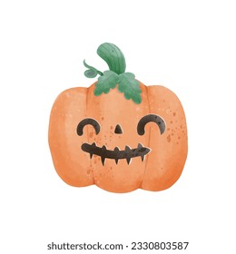 jack o lantern pumpkin watercolor Happy Halloween holiday. Orange pumpkin with smile for your design for trick or Treating symbol of the isolated on white background Vector illustration