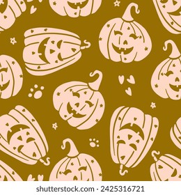 Jack o Lantern Pumpkins Halloween Vector Seamless Pattern