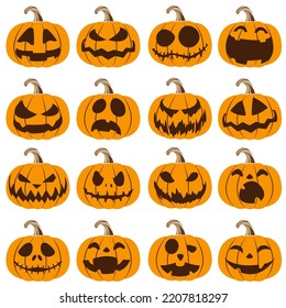 Jack O Lantern pumpkins isolated on white background illustration vector.