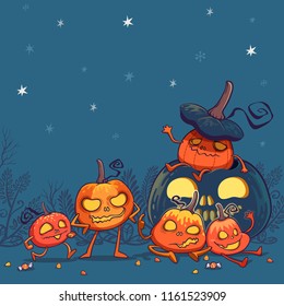 jack o' lantern pumpkins monster character design vector illustration