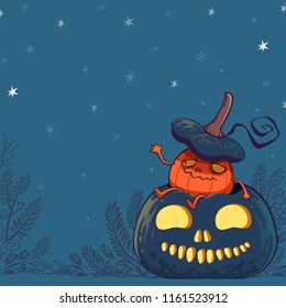 jack o' lantern pumpkins monster character design vector illustration