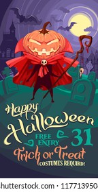  Jack O' Lantern  in a red coat for Halloween card
