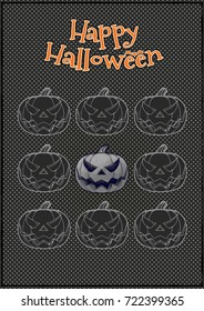 Jack o lantern in scary expression tile for halloween decoration in pop art style