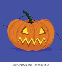 Jack O' Lantern - abóbora assustadora em um fundo roxo - halloween