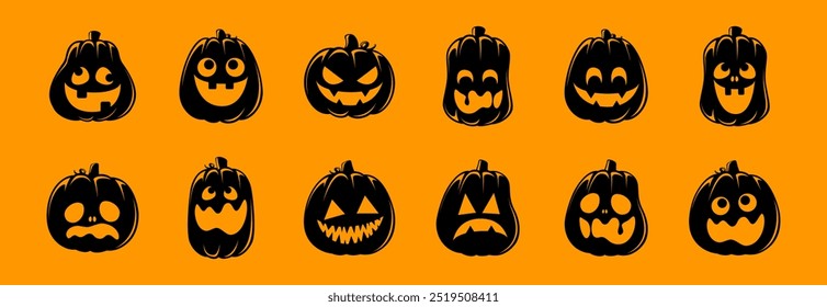 Jack O Laterne Set, süß gruselig gruselig Halloween Kürbis, Herbst Herbst Aufkleber Print-Illustration