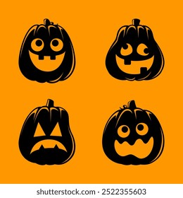 Jack O Lanterna Set, Cute Creepy Spooky Halloween Pumpkin, outono Adesivo Imprimir Ilustração