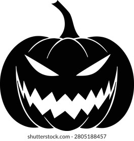 Jack o lantern silhouette against a white background spooky halloween design