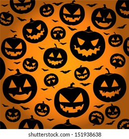 Jack O Lantern Silhouette Background / Halloween Pumpkin Wallpaper - vector illustration eps10 