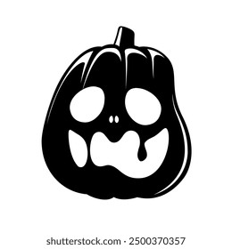 Jack O Lantern Silhouette. Cute Creepy Spooky Halloween Pumpkin Sticker Print Illustration.