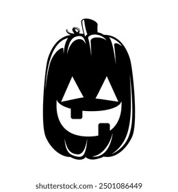 Jack O Lantern Silhouette. Cute Creepy Spooky Halloween Pumpkin Sticker Print Illustration.