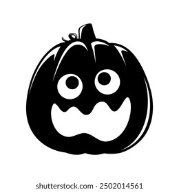 Jack O Lantern Silhouette. Cute Creepy Spooky Halloween Pumpkin Sticker Print Illustration.