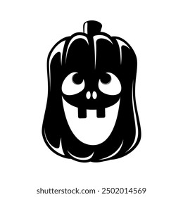 Jack O Lantern Silhouette. Cute Creepy Spooky Halloween Pumpkin Sticker Print Illustration.