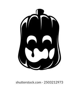 Jack O Lantern Silhouette. Cute Creepy Spooky Halloween Pumpkin Sticker Print Illustration.