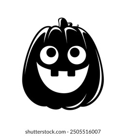 Jack O Lantern Silhouette. Cute Creepy Spooky Halloween Pumpkin Sticker Print Illustration.