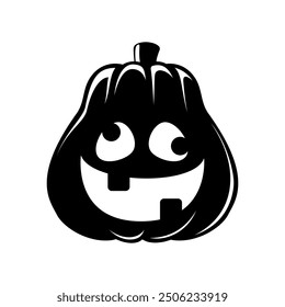 Jack O Lantern Silhouette. Cute Creepy Spooky Halloween Pumpkin Sticker Print Illustration.