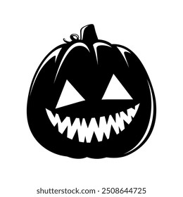 Jack O Lantern Silhouette. Cute Creepy Spooky Halloween Pumpkin Sticker Print Illustration.