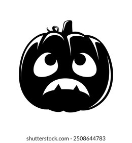 Jack O Lantern Silhouette. Cute Creepy Spooky Halloween Pumpkin Sticker Print Illustration.