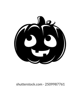 Jack O Lantern Silhouette. Cute Creepy Spooky Halloween Pumpkin Sticker Print Illustration.