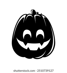 Jack O Lantern Silhouette. Cute Creepy Spooky Halloween Pumpkin Sticker Print Illustration.