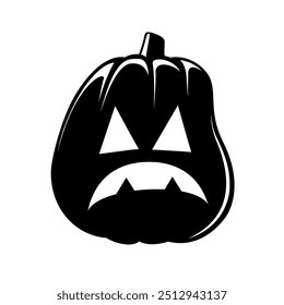 Jack O Lantern Silhouette. Cute Creepy Spooky Halloween Pumpkin Sticker Print Illustration.