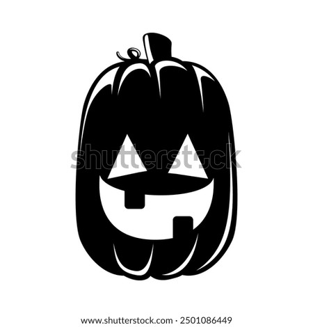 Jack O Lantern Silhouette. Cute Creepy Spooky Halloween Pumpkin Sticker Print Illustration.