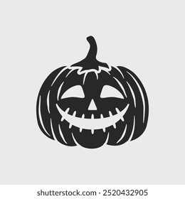 Jack o lantern silhouette isolated on white background. Vector illustration