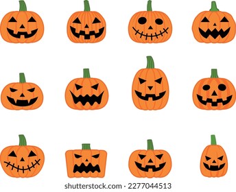 Jack o lantern simple illustration set