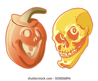 Jack O lantern and Skull with eyes great for all types of different media. 