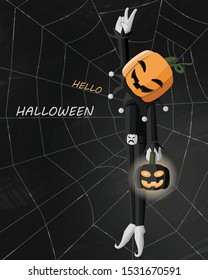 Jack O' Lantern text Hello a Halloween Art - Vector