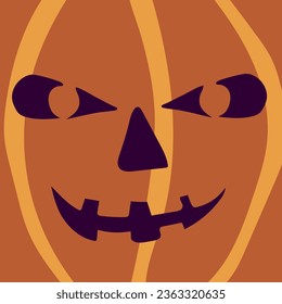 Jack o lanterns, carved Halloween pumpkins. scary face background