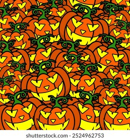 Jack o lanterns or Halloween pumpkins abstract background to celebrate Halloween day on October 31st