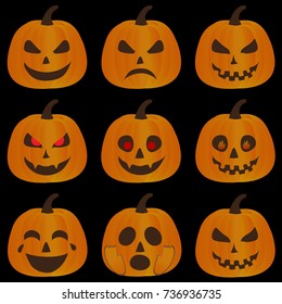 Jack o Lanterns on Black Background Seamless Pattern 