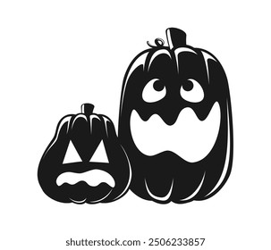 Jack O Lanterns Silhouette, Cute Fun Halloween Pumpkins, Creepy Spooky Scary Decorations