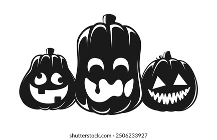 Jack O Lanterns Silhouette, Cute Fun Halloween Pumpkins, Creepy Spooky Scary Decorations