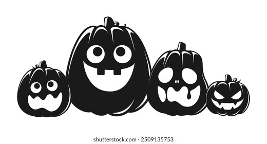 Jack O Lanterns Silhouette, Cute Fun Halloween Pumpkins, Creepy Spooky Scary Decorations