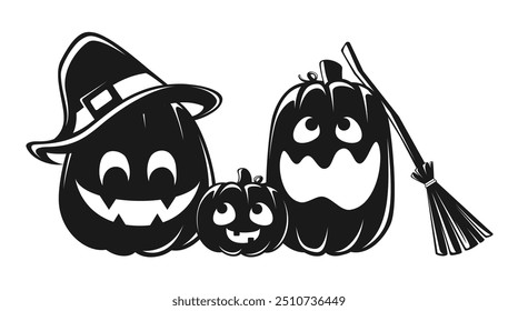 Jack O Lanterns Silhouette, Cute Fun Halloween Pumpkins, Creepy Spooky Scary Decorations