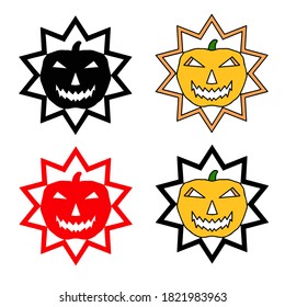 Jack o'lantern halloween decoration vector art with frame perfect for necklace.