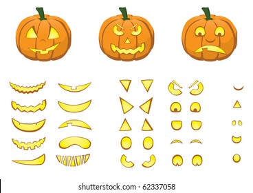 A Jack O'Lantern pumpkin with over 500 combinations on mouth, eyes and nose.