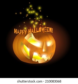 Jack O'Lantern, vector image of Halloween pumpkin on dark background