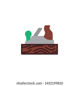 Jack Plane flat icon, Carpenter tool for shaping wood vector sign, Fore Plane colorful pictogram isolated on white. Woodworking symbol, logo illustration. Flat style design