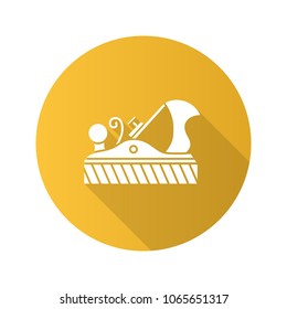 Jack plane flat linear long shadow icon. Woodworking. Bench plane. Vector outline symbol