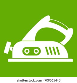 Jack plane icon white isolated on green background. Vector illustration