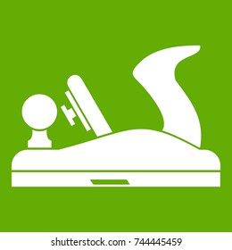 Jack plane icon white isolated on green background. Vector illustration