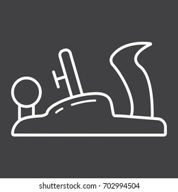 Jack plane line icon, build and repair, carpentry sign vector graphics, a linear pattern on a black background, eps 10.