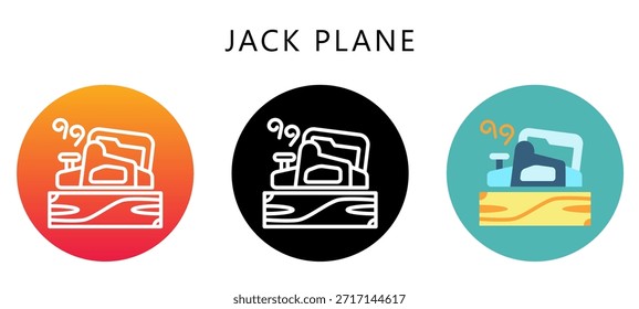 Jack Plane Multi Style Icon, Flat, Line, Glyph, Lineal, Dual Tone. Relate To Carpentry, Wood Industry. Use For Modern Concept, Ui, Ux Web And App Development.