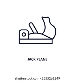 jack plane outline icon.  Thin line icon from construction tools collection. Editable vector isolated on white background