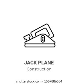 Jack plane outline vector icon. Thin line black jack plane icon, flat vector simple element illustration from editable construction concept isolated on white background