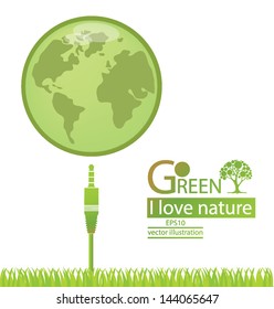 Jack plug. Go green. Save world. vector illustration.