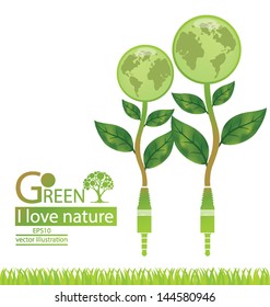 Jack plug. Tree design. Go green. Save world. vector illustration.