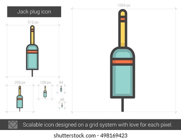 Jack plug vector line icon isolated on white background. Jack plug line icon for infographic, website or app. Scalable icon designed on a grid system.